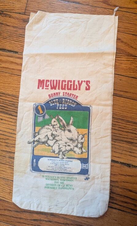 Other - vintage McWiggly’s Bunny Starter Blue Ribbon feed sack